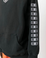 Balanciaga BB Embroidery Washed Black Hoodie Brand New